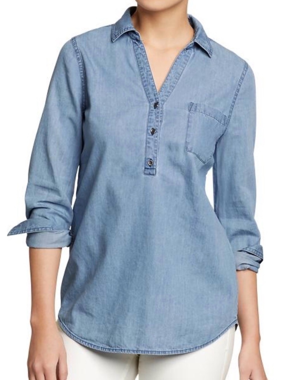 GAP Light Blue Denim Henley Shirt
